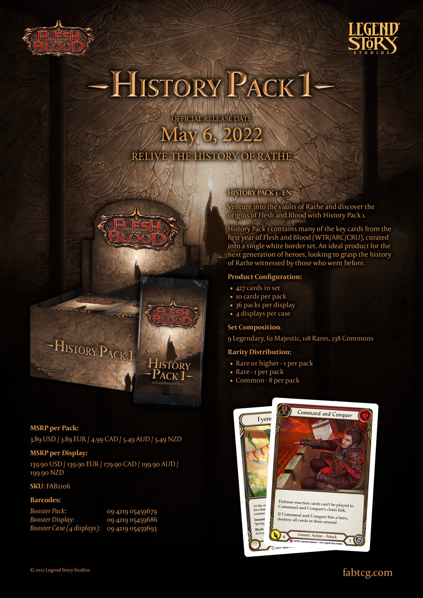 Flesh & Blood TCG – History Pack 1 (36 Packs) White Label – EN