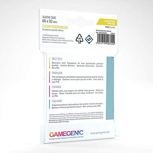 GAMEGENIC KeyForge Clear Exoshields Prime Sleeves 66 x 92 mm (40)