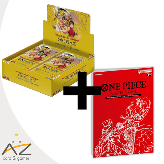 BUNDLE Box One Piece Card Game OP-04 Kingdoms of Intrigue + Collection FILM RED EDITION